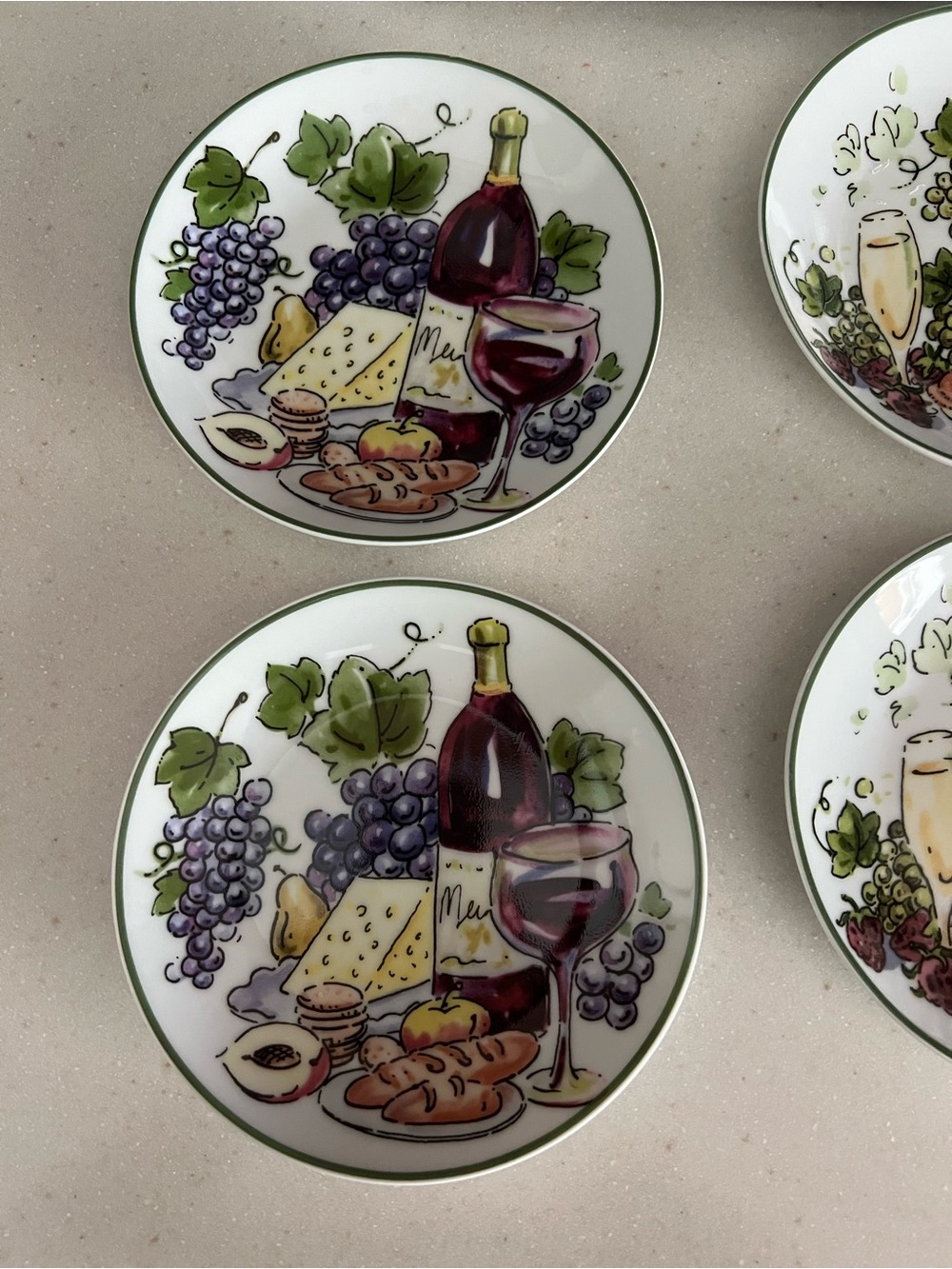 Mega Sale! Decorative Cheese & Wine Ceramic Plate set of 8 plates—NWOT! - Picture 3 of 9